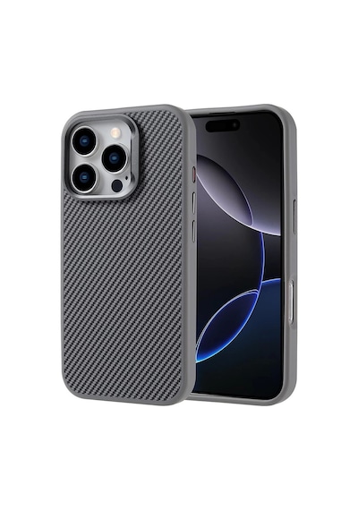 Apple iPhone Uyumlu 16 Pro Max Kılıf M-safe Şarj Özellikli Karbon Fiber Görünümlü Zore Troy Kapak