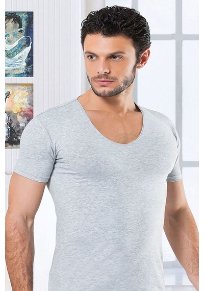 3 Lü Karma Paket Hmd Erkek Derin U Yaka Kısa Kol Fanila 714-7... Siyah