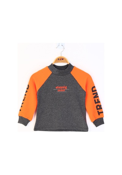Toontoy Kız Çocuk Stunnig Collar Baskılı Sweatshirt Antrasit Melanj