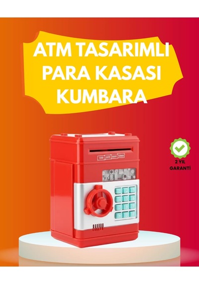 Atm Görünümlü Kırmızı Elektronik Şifreli Kumbara Mh-hs4121-7841