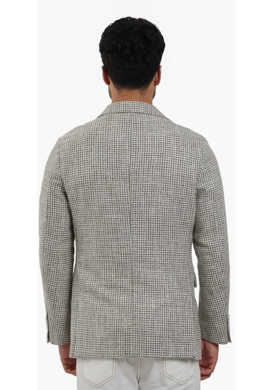 Dufy Yeşil Erkek Slim Fit Pitikare Desenli Sivri Yaka Casual Ceket - 104436-yesıl Yeşil