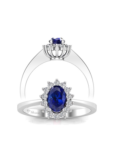 0,60 Karat Pırlantalı Safir Yüzük (464657158)