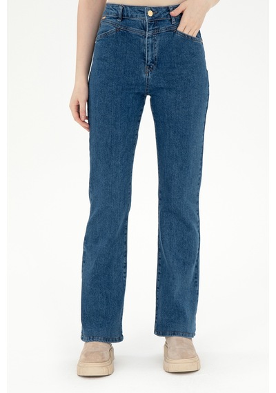 U.S. Polo Assn. Kadın Mavi Slim Flare Fit Jean Pantolon 50295426-DN0022