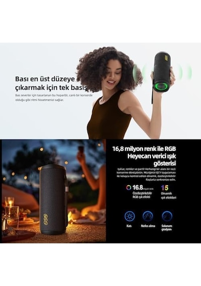 Qcy Sp7 Rgb Bluetooth Hoparlör Siyah