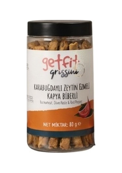 Get Fit Glutensiz & Şekersiz Karabuğdaylı Zeytin Ezmeli Kapya Biberli Grissini 80 G