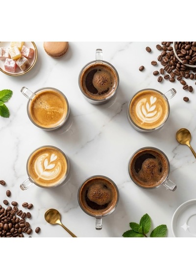 6'lı Şeffaf Cam Espresso Bardak Seti Isıya Dayanıklı Minimal Tasarım Kahve Bardakları 6 Cm Yükseklik, 6 Cm Çap Türk Kahvesi, Espresso Ve Kafe Kullanımı İçin Şık Sunum Bardakları Açık Kahverengi - Beyaz 6'lı Şeffaf Cam Espresso Bardak Seti Isıya Dayanıklı Minimal Tasarım Kahve Bardakları 6 Cm Yükseklik, 6 Cm Çap Türk Kahvesi, Espresso Ve Kafe Kullanımı İçin Şık Sunum Bardakları Açık Kahverengi - Beyaz