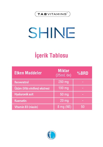 Tabvitamins Shine Resveratrol Shot Orman Meyveleri Aromalı 20 X 25 Ml Likit Şase