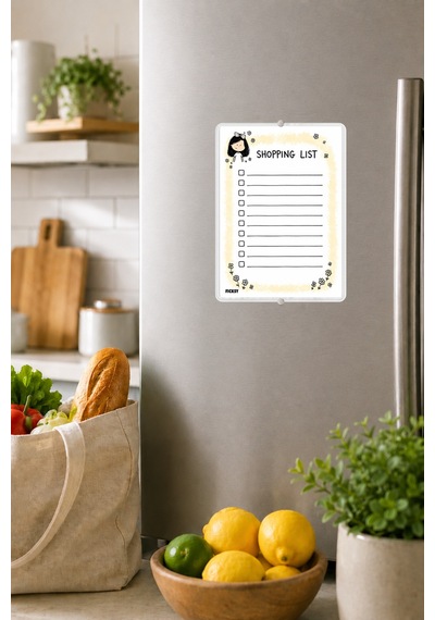 Alışveriş Listesi - A5 - Mıknatıslı - Pvc - Buzdolabı Notluk & Masaüstü - Yaz Sil - Planlayıcı - 4312 Çok Renkli