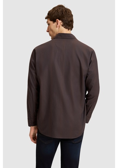 U.S. Polo Assn. Erkek Koyu Kahverengi Comfort Fit %100 Pamuk Cepli Uzun Kollu Gömlek 50332463-vr084
