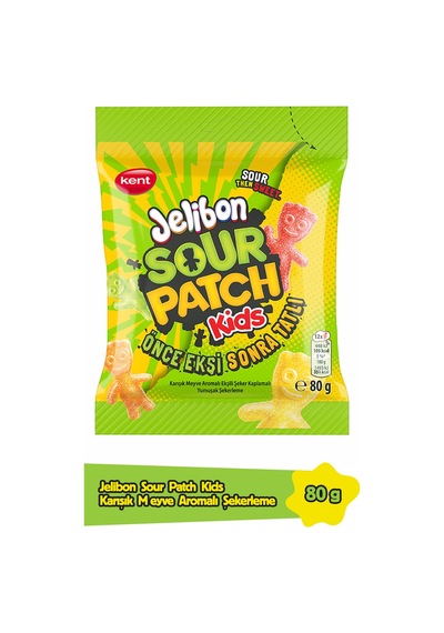 Kent Jelibon Sour Patch Kids Karışık Meyve Aromalı Şekerleme 24 x 80 G