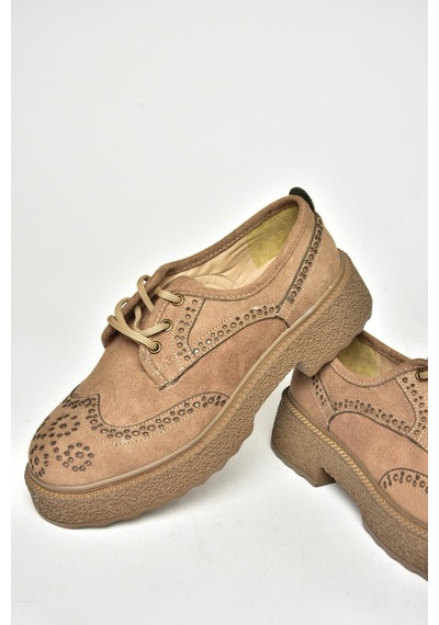 Fox Shoes T996199002 Vizon Süet Kalın Tabanlı Kadın Ayakkabı Vizon-süet Vizon
