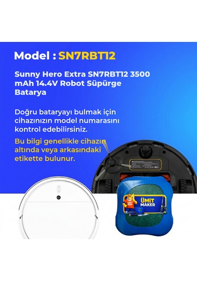 Sunny Hero Extra Sn7rbt12 3500 Mah 14.4v Robot Süpürge Batarya