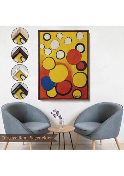 Çerçeveli Calder - Sarı Ve Kırmızı Küreler Tablosu - Orbs On Yellow And Red-7367