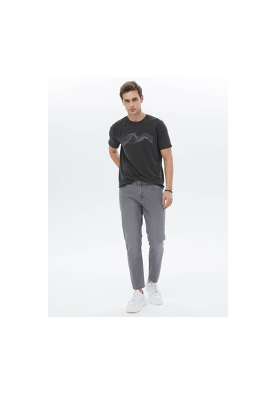 Kip Gri Slim Fit Denim Pamuk Karışımlı Pantolon Çok Renkli