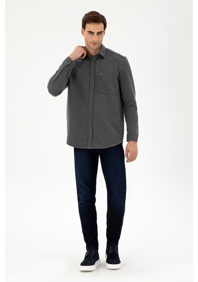 U.S. Polo Assn. Erkek Açık Gri Comfort Fit Cepli Örme Gömlek 50306264-VR001