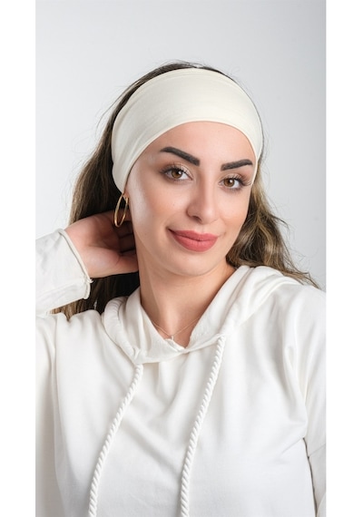Hürrem Bone Krem Pratik Hazır Geçmeli Tesettür Bone Viskon Kumaş Sade 3007_40 Krem