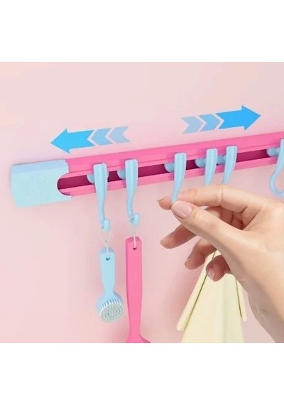 Pratik Raylı Kancalı Askı 30 Cm Mutfak Ve Banyo Düzenleyici Sarı