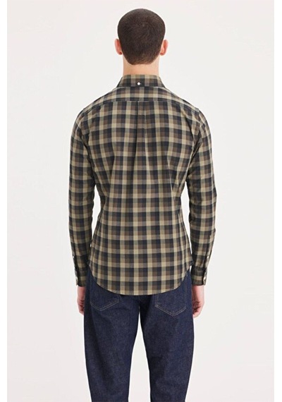 Dockers Erkek Uzun Kol Gömlek Yaka Kareli Minimalist Gömlek Bej