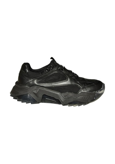 Fox Shoes V312611809 Siyah Kalın Tabanlı Spor Ayakkabı Sneakers Siyah-suni Deri