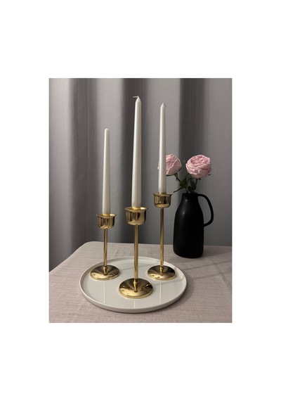 Gold Rengi Bloom 3'lü Şamdan & Mumluk Seti Altın - 820385533 Altın