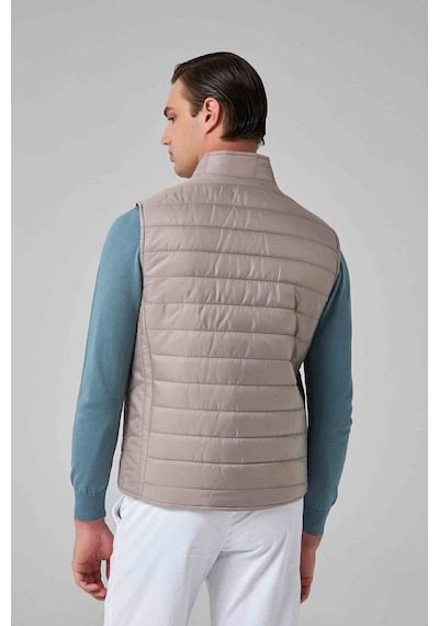 D's Damat Ds Damat Regular Fit Gri Dik Yaka Elyaf Dolgulu Mevsimlik Fermuarlı Yelek Mont 7HF07ORT42611