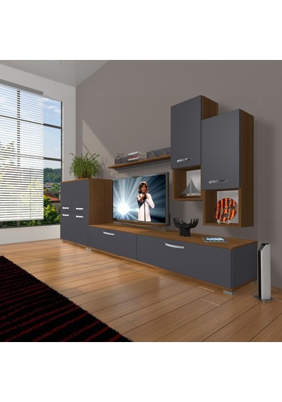 Decoraktiv Eko 6da Mdf Std Tv Ünitesi Tv Sehpası Ceviz - Antrasit