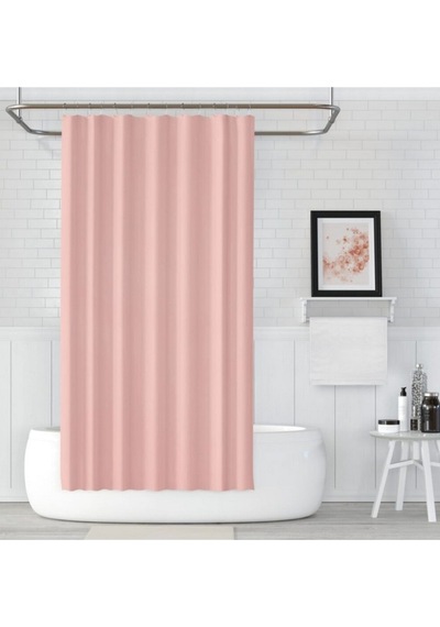 Pembe Banyo Perdesi 180x200 Duş Perdesi Tek Kanat Pudra CHalkalı Pudra