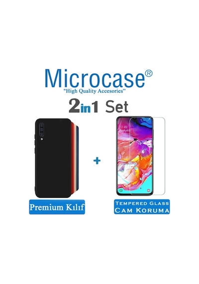 Samsung Galaxy Uyumlu A70 Premium Matte Silikon Kilif + Cam (Seçin) 337774985