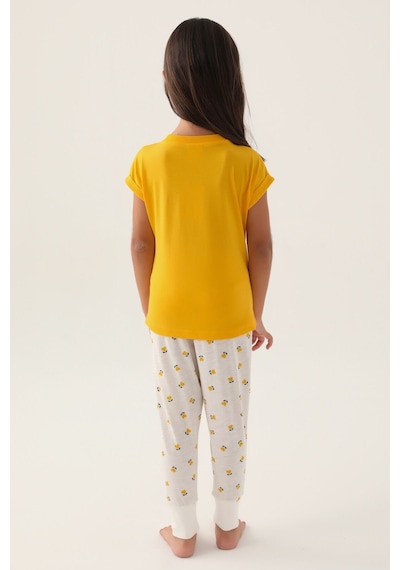 U.s. Polo Assn Lisanslı Text Printed Sarı Kız Çocuk Pijama Takımı 5274-43373 Sarı