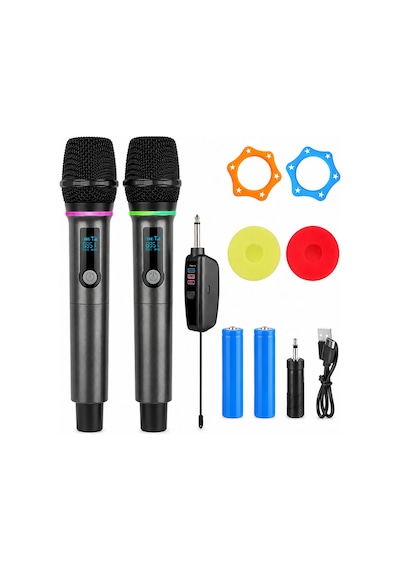 Jrl Wn-08 Çift El Tipi Kablosuz Uhf Mikrofon Seti - Şarj Edilebilir Karaoke Ve Sahne Mikrofonu