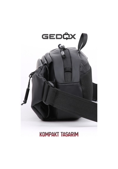 Gedox Siyah Su Geçirmez Rfıd Korumalı 3 Bölmeli Erkek Bel Ve Çapraz Göğüs Çantası Gdx2104