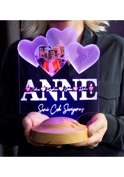 Anneler Günü Hediyesi, Anneye Hediye, Fotoğraflı Hediye, İsim Yazılı Resimli Kişiye Özel 3d Led Foto Lamba