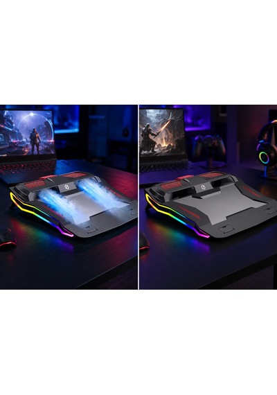 Asus Vivobook Go 15.6'' Uyumlu Rgb Led Işıklı Çift Fanlı Notebook Soğutucu Standı