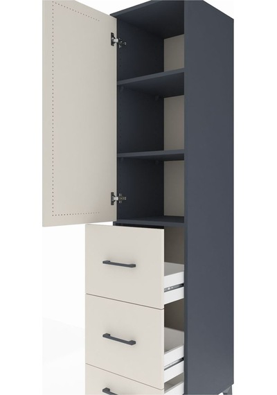 Hyperion Dolap 3 Raflı 3 Çekmeceli Tek Kapaklı 44x44x195 Antr... Antrasit