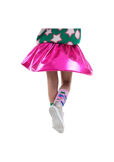 Denokids Kız Çocuk Koyu Pembe Metalik Parlak Etek Renkli