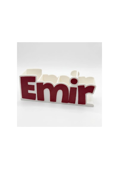 Beyaz Kırmızı Kişiye Özel İsimli Kalemlik - 3d Baskı Masa Organizer Diğer