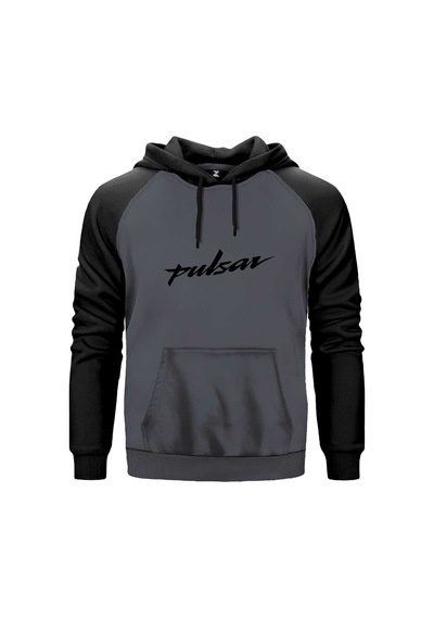 Pulsar Logo Black Gri Renk Reglan Kol Sweatshirt Kapşonlu