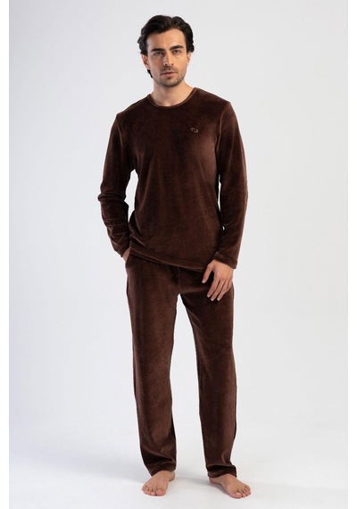 Vienetta Erkek Uzun Kol Kadife Kahve Pijama Takım C8t9n0o304 001