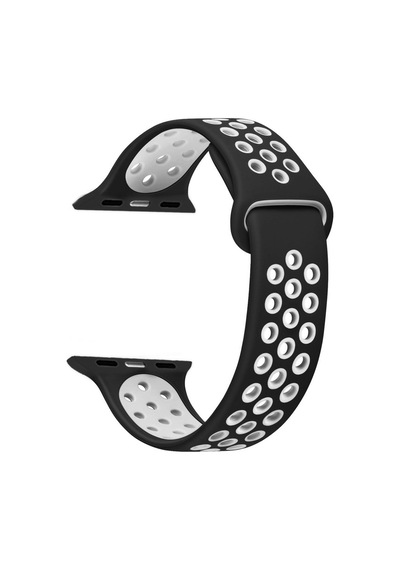 Microsonic Apple Uyumlu  Watch 6 44Mm Sport Band Kordon Siyah Beyaz