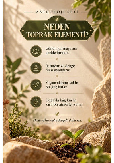 Astroloji Toprak Elementi Seti 3 Lü Esansiyel Koku Yağı Boğa Başak Oğlak, Difüzör Ve Buhurdanlık E Çok Çeşitli