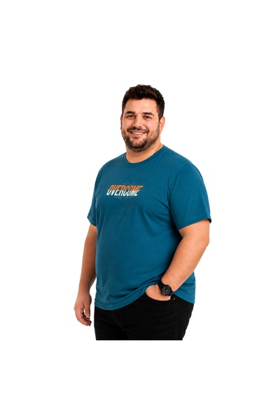 Battalmoda Erkek Büyük Beden Petrol Bisiklet Yaka Kısa Kollu Overcome Tişört 3xl-4xl-5xl-6xl