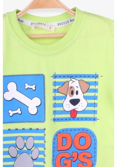 Breeze Erkek Çocuk Şortlu Takım Sevimli Köpekçik 1-4 Yaş, Fıstık Yeşili