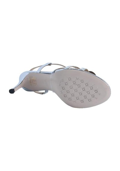 Poletto Hakiki Deri Gumus Sandalet Topuklu 380 40-2182 Gümüş