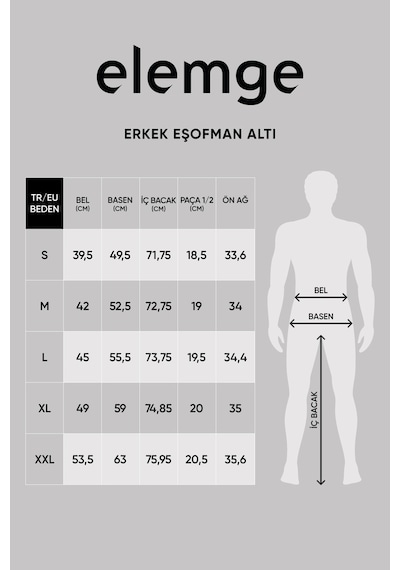 Elemge Pamuklu Erkek Jogger Eşofman Altı Antrasit Bol Kalıp Ipli Cepli Yumuşak Tuşe 3 Iplik Oversize