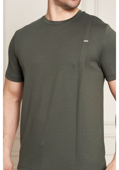 Erkek Jeuss Oysho Kumaş Sıfır Yaka Haki Tshirt