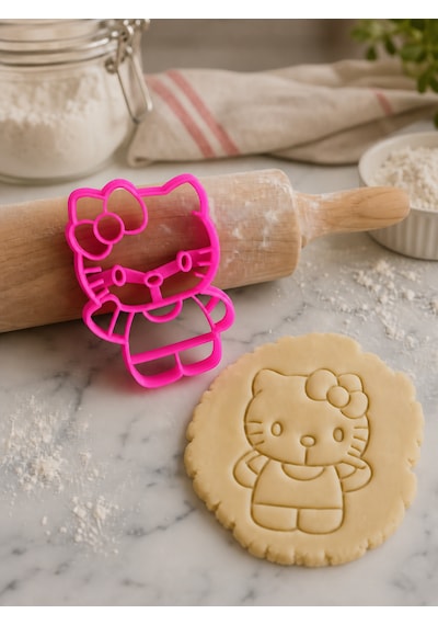 Hello Kitty Kurabiye Kalıbı & Hamur Şekillendirici Pembe