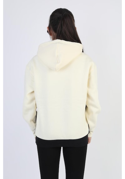 Kapşonlu Oxford Baskılı Kanguru Cepli Kız Çocuk Sweatshirt-90864 Krem