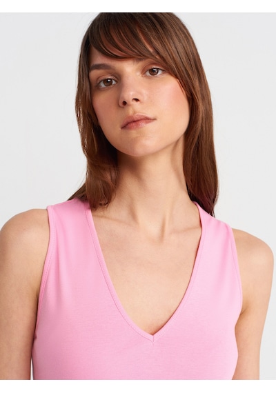 Dilvin 21080 V Yaka Kolsuz Top-pembe Pembe