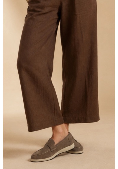 Sovenso Suede Hakiki Deri Gri Süet Loafer