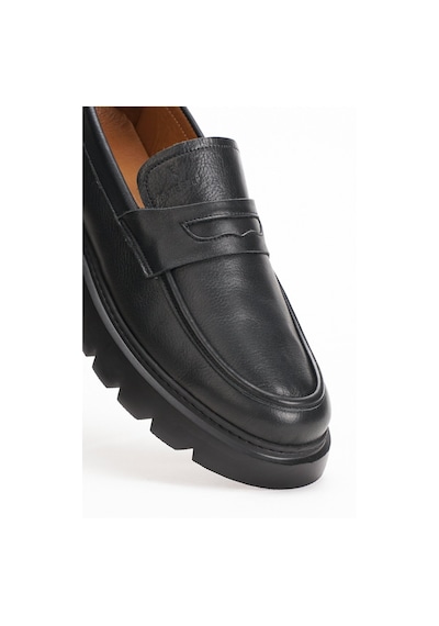 Fame Step Hakiki Deri Erkek Casual Ayakkabı +4.5 Cm Boy Uzatan Kalın Taban Günlük Bağcıksız Comfort Siyah Loafer Venedik